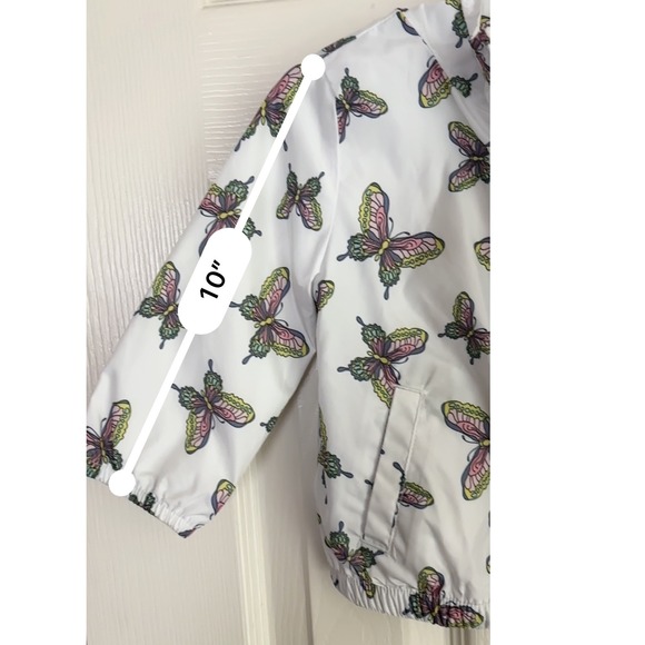 Baby GAP Toddler 12-18 Months White Butterfly Print Hooded Rain Jacket Adorable! - Picture 6 of 10